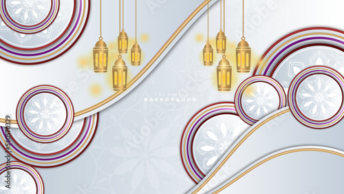 Abstract elegant 3d white and gold ramadan background banner. Vector illustration abstract graphic design banner pattern presentation background wallpaper web template.