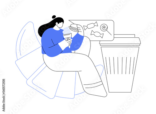 Overeating addiction abstract concept vector illustration.