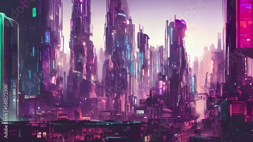 4k Ultra HD (UHD) Illustration of a detailed Neon Cyberpunk City © Swagmum420