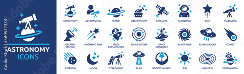 Print op canvas Astronomy icon set