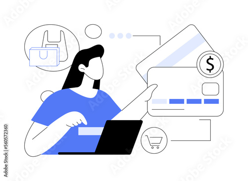 Plastic money abstract concept vector illustration.