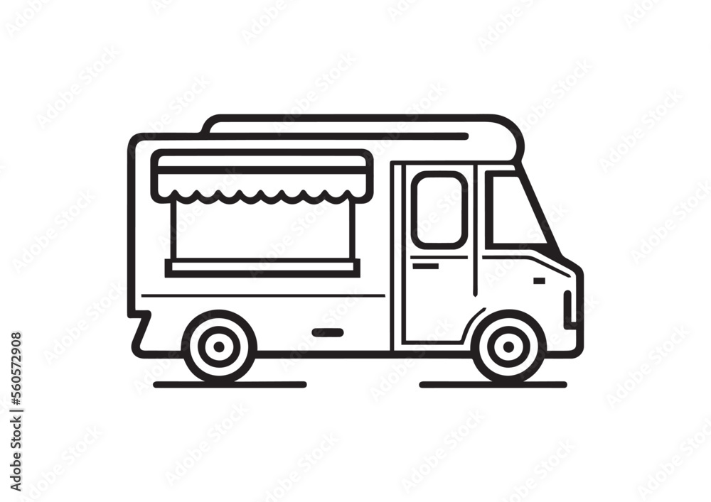 food truck vector logo black and white Stock Vector | Adobe Stock
