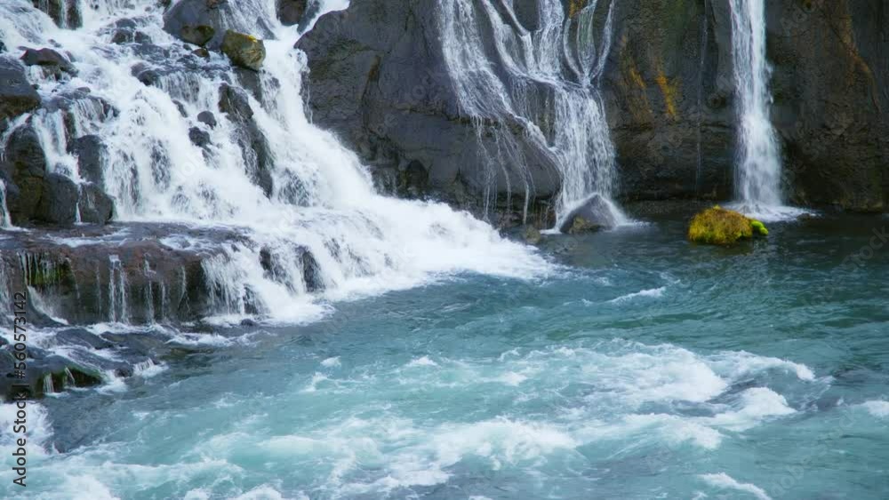 River Iceland Nature Waterfall With Pure Turquoise Water River Iceland Nature Waterfall With Pure Turquoise Water