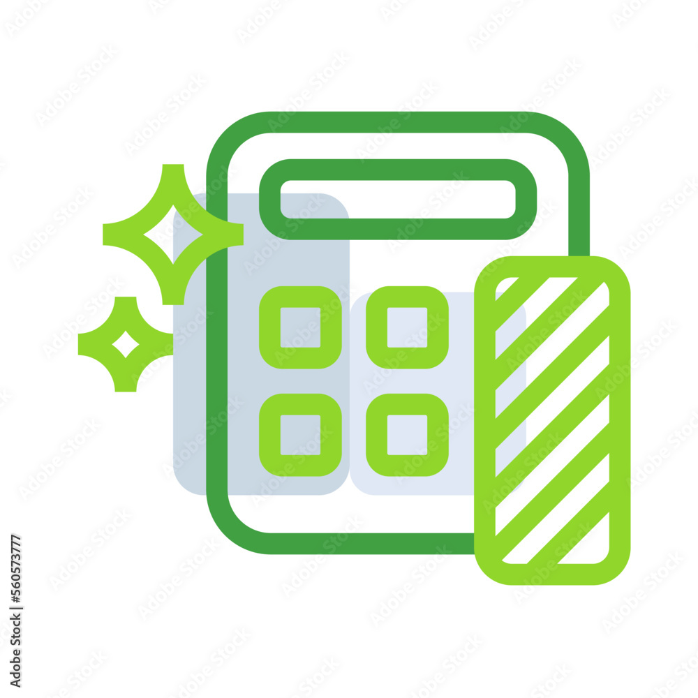 Calculator business icon collection with green outline style. symbol, set, web, line, technology, internet, design. Vector Illustration Calculator business icon collection with green outline style. symbol, set, web, line, technology, internet, design. Vector Illustration