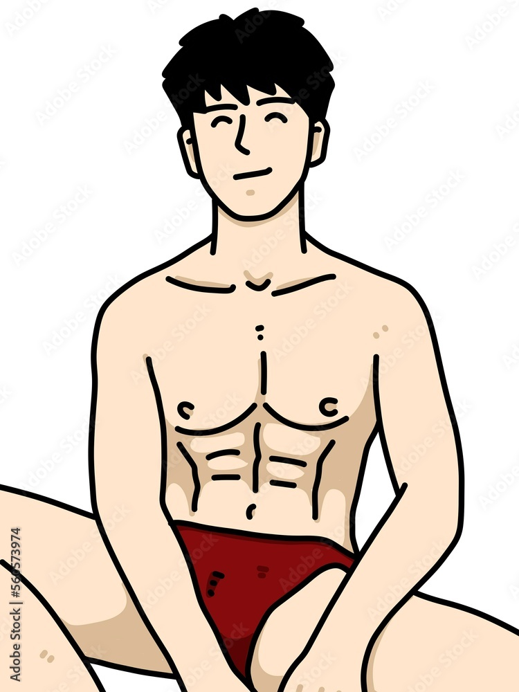 Fototapeta premium cute man cartoon on white background