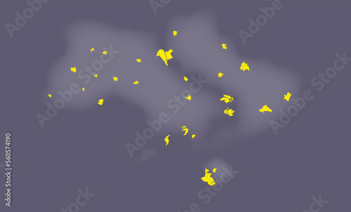 Constellation of the small maps of main cities of Ukraine - capital and administrative centers of oblasts. You can restore a detailed map of Ukraine from this cloud!
