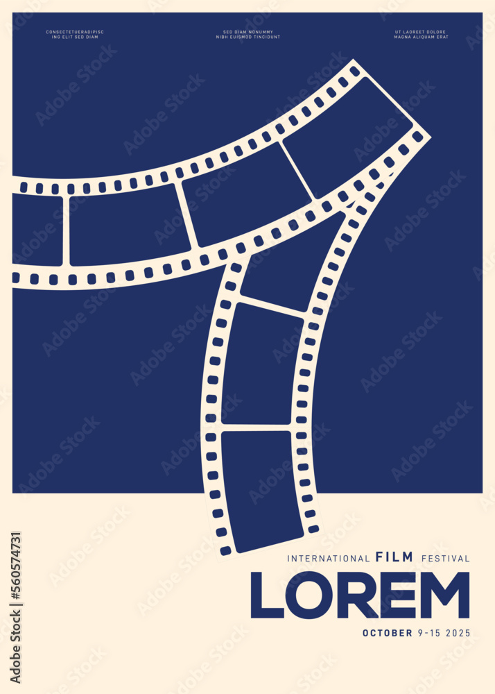 Movie and film poster design template background with vintage filmstrip