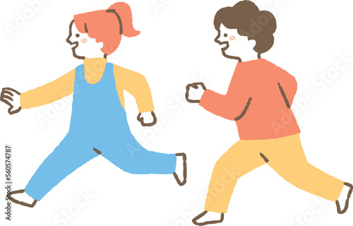 かけっこをする子どもたち_色