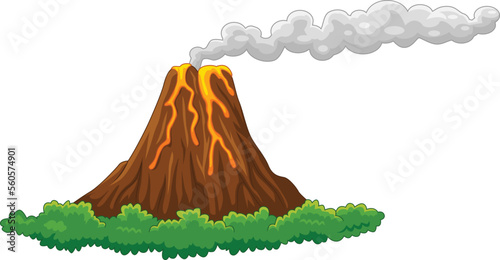 Volcano island erupting with lava