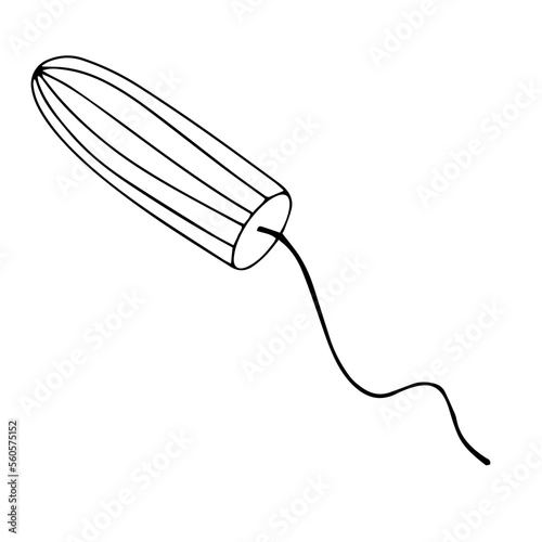 Doodle illustration of a feminine hygiene tampon icon, vector
