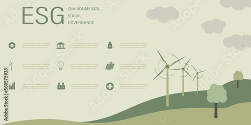 ESG concept. Information banner calls to commemorate this company's contribution to environmental, social issues. Vector illustration