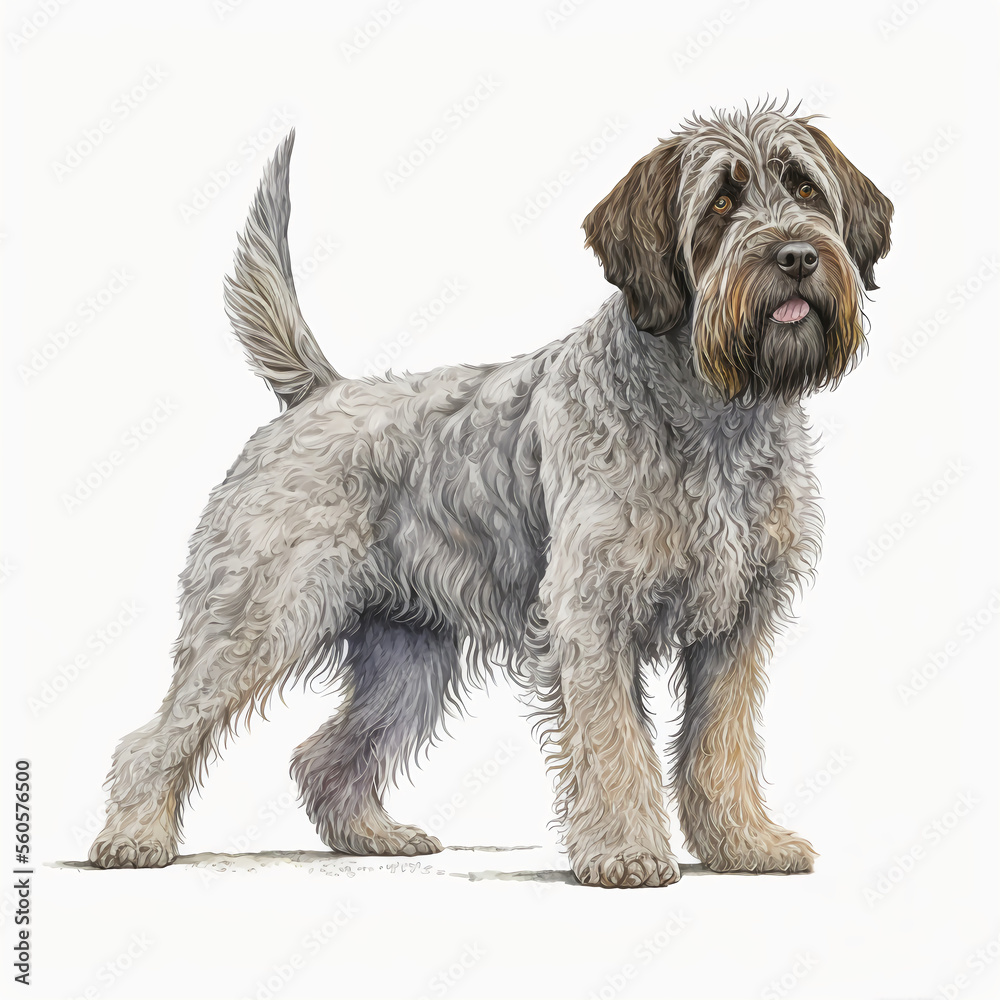 “Generative AI” Wirehaired Pointing Griffon digital illustration.