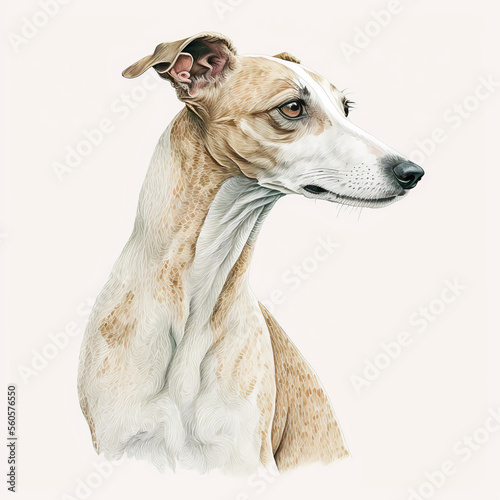 “Generative AI” Whippet digital illustration.