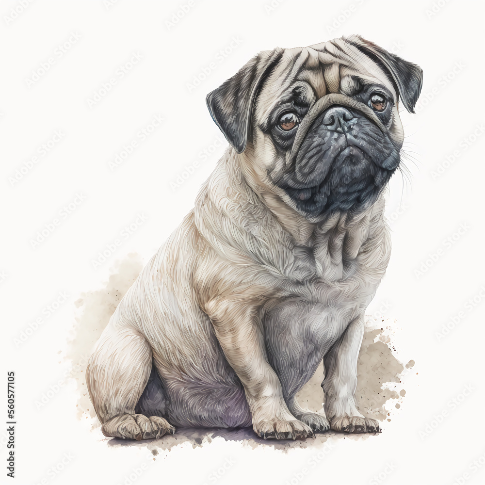 “Generative AI” Pug digital illustration. “Generative AI” Pug digital illustration.