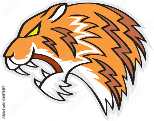 Tiger anger. Vector illustration of a tiger head.
