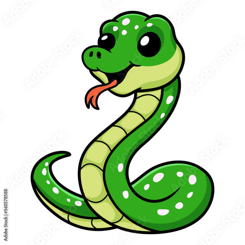 Cute green tree python cartoon