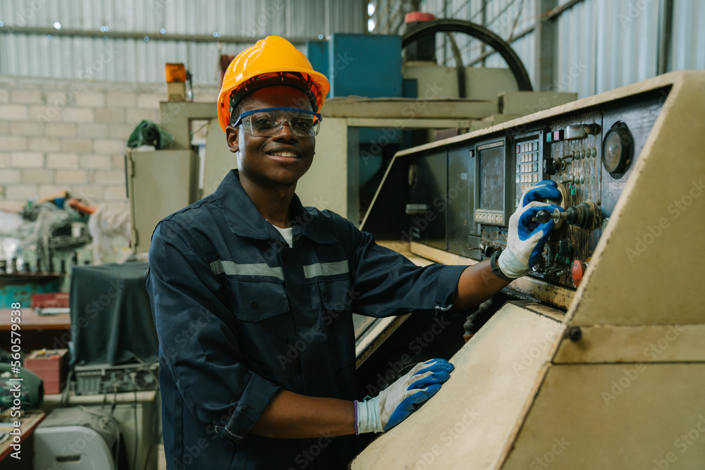 Team of technician worker checking and repair pressing metal machine at factory, Machine maintenance technician operation concept. Team of technician worker checking and repair pressing metal machine at factory, Machine maintenance technician operation concept.