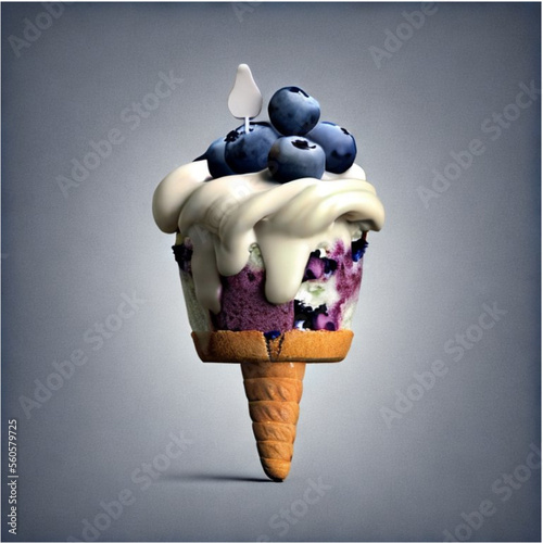 Eiscreme mit Blaubeeren