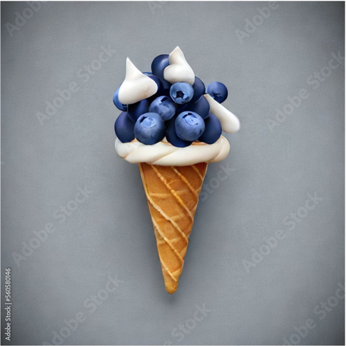 Eiscreme mit Blaubeeren