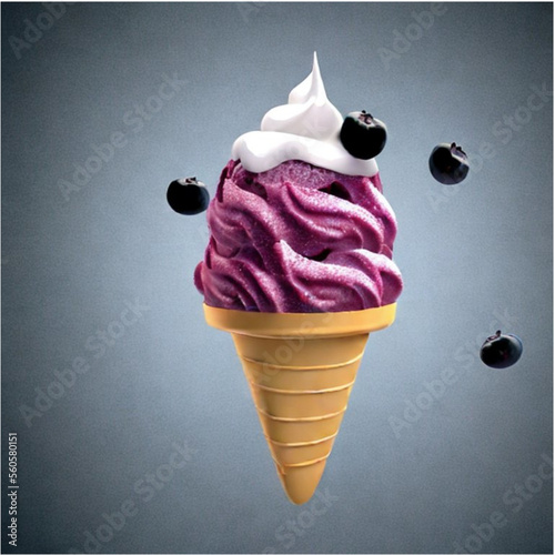 Eiscreme mit Blaubeeren