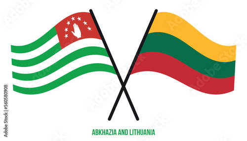 Abkhazia and Lithuania Flags Crossed And Waving Flat Style. Official Proportion. Correct Colors