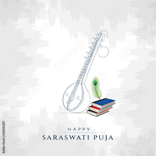 Happy Saraswati Puja Social Media Post photo