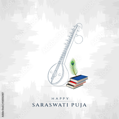 Happy Saraswati Puja Social Media Post