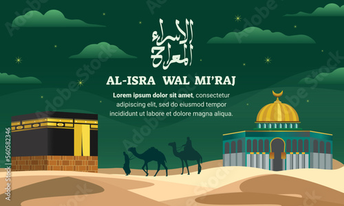 background for isra miraj prophet muhammad flat gradation illustration