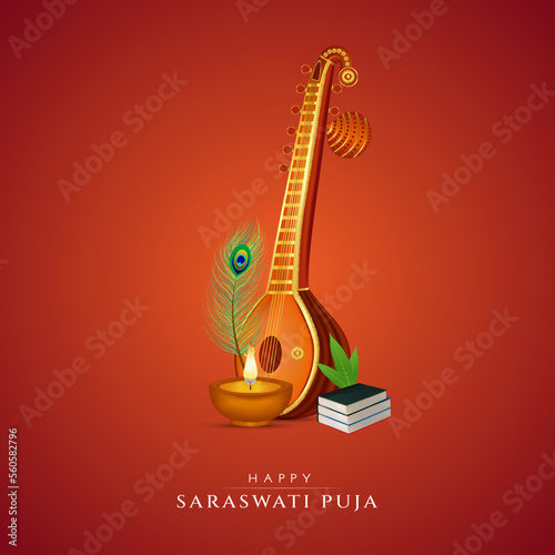 Happy Saraswati Puja Social Media Post