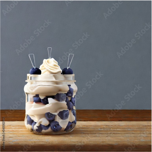 Eiscreme mit Blaubeeren