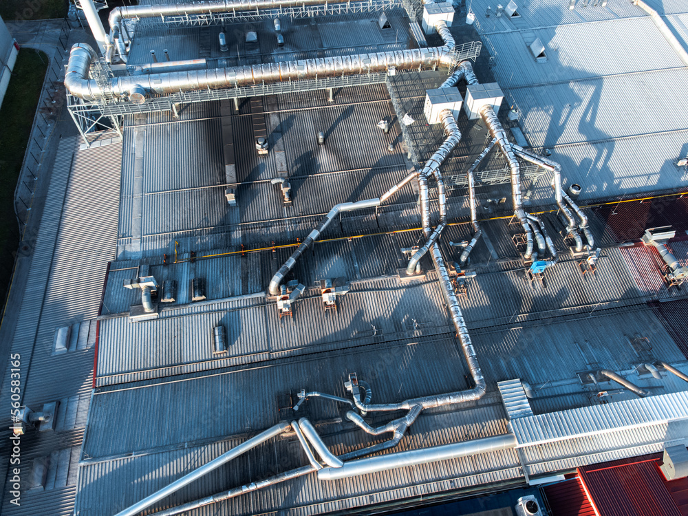 Air conditioning system on the roof of the building, HVAC system with