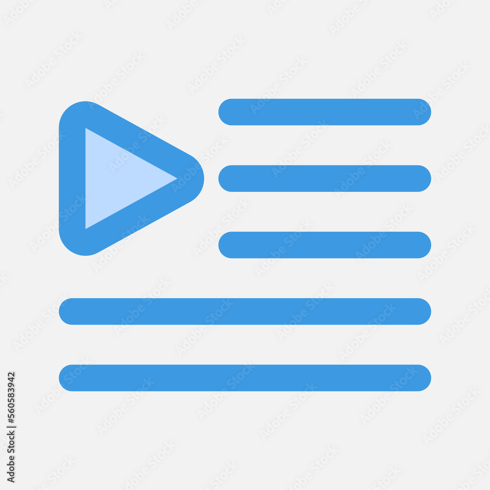 Playlist icon in blue style about multimedia, use for website mobile app presentation Playlist icon in blue style about multimedia, use for website mobile app presentation