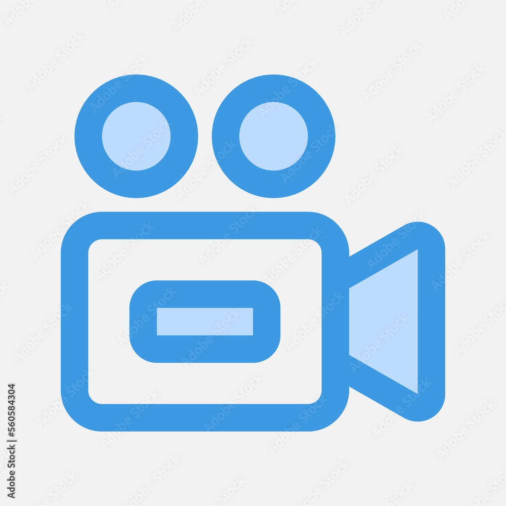 Camera video icon in blue style about multimedia, use for website mobile app presentation Camera video icon in blue style about multimedia, use for website mobile app presentation