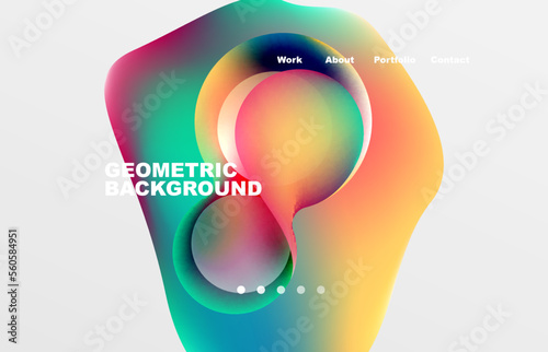 Landing page abstract liquid background. Flowing shapes, round design and circle. Web page for website or mobile app wallpaper
