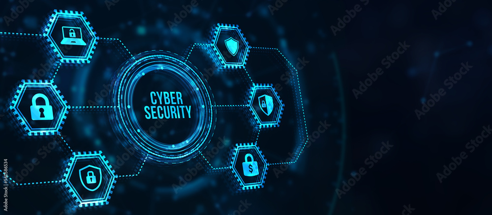 Obraz premium Internet, business, Technology and network concept. Cyber security data protection business technology privacy concept. 3d illustration
