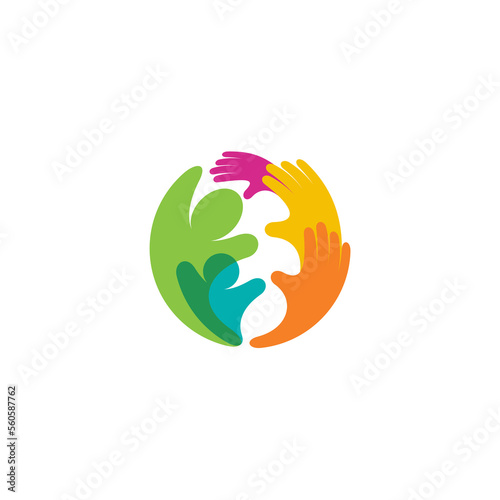 Hand care logo with people design community, social logos