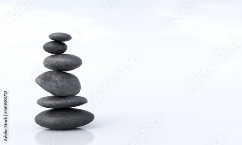 Stack of pebbles on white background