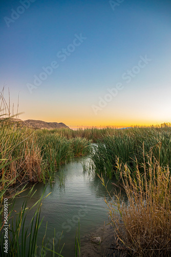 sunset over the river