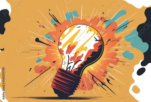 stylised image of a lightbulb, representing the moment of inspiration and discovery, DIGITAL ART (AI Generated)