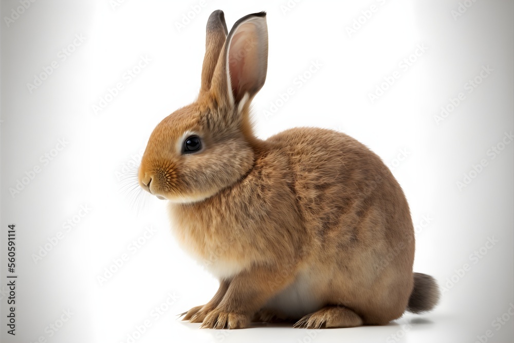 Cute little brown rabbit isolated on a white background