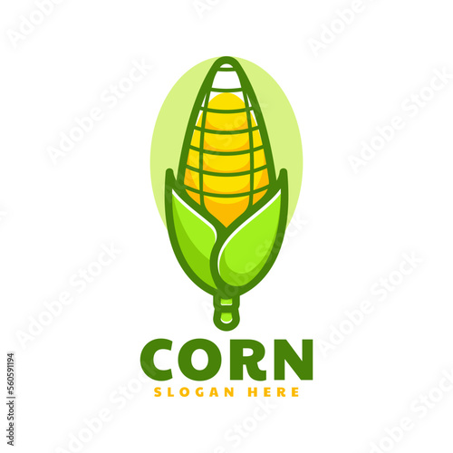 Vector Logo Illustration Corn Simple Mascot Style.