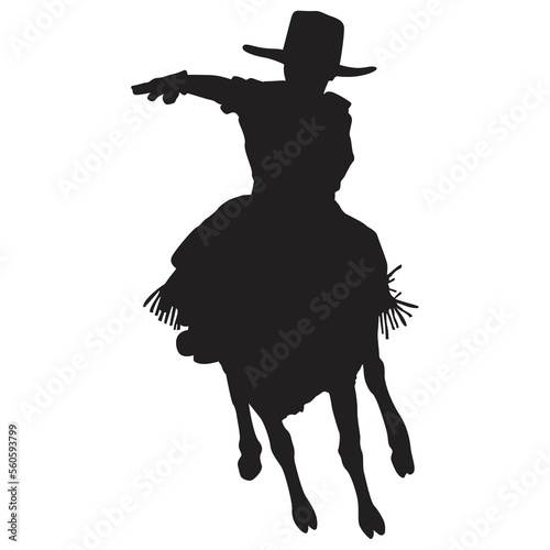 A vector silhouette of a young boy rodeo cowboy riding a bucking sheep. This is a rodeo event called mutton busting.