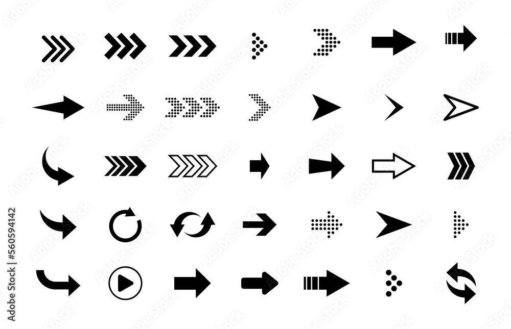 arrow black icon set. icon material for various arrows