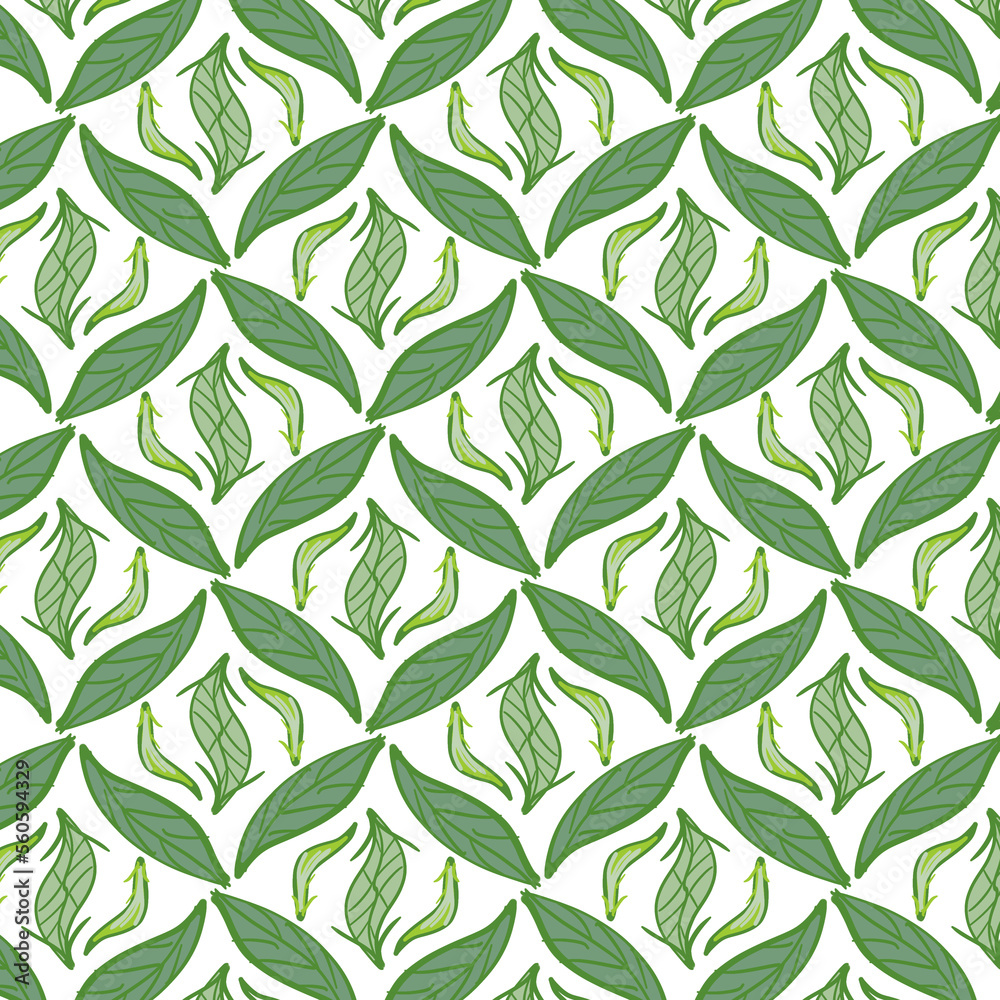 beautiful abstract green leaf pattern background, fabric ethnic illustration decoration fashion style beautiful abstract green leaf pattern background, fabric ethnic illustration decoration fashion style