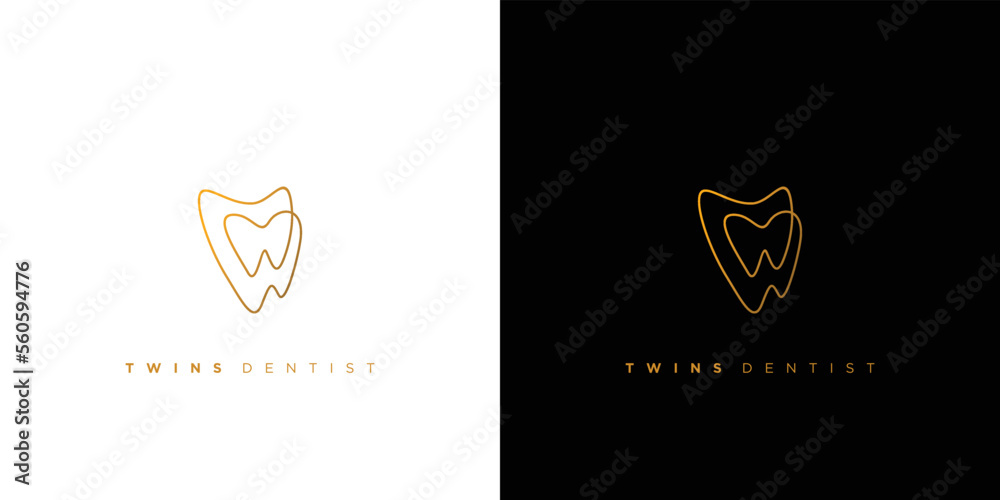 Unique and modern twins teeth logo design Unique and modern twins teeth logo design
