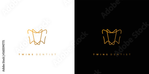 Unique and modern twins teeth logo design 3