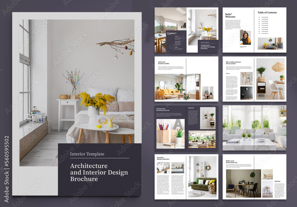 Interior Portfolio Layout Stock Template | Adobe Stock