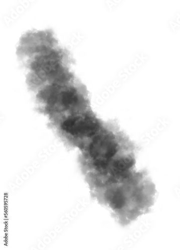 Abstract black puffs of smoke swirl overlay on transparent background pollution. Royalty high-quality free stock PNG image of abstract smoke overlays on white backgrounds. Black smoke swirls fragments