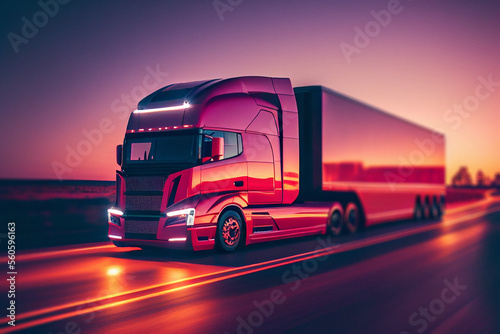 Cabover Truck at Dusk - Generative Ai © Ai Inspire