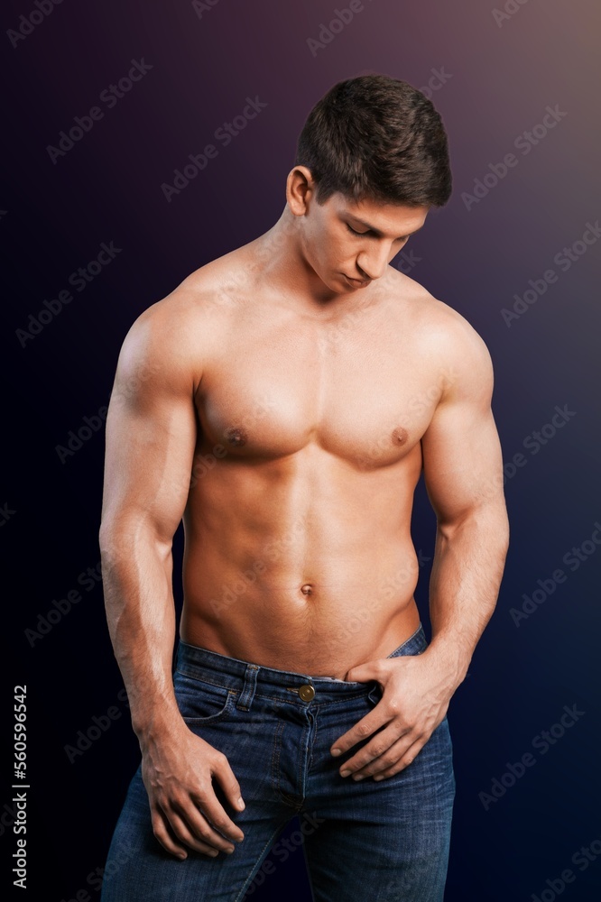 Shirtless young muscular man bodybuilder Shirtless young muscular man bodybuilder